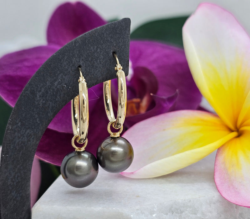 Tahitian Pearl Hoop Earrings