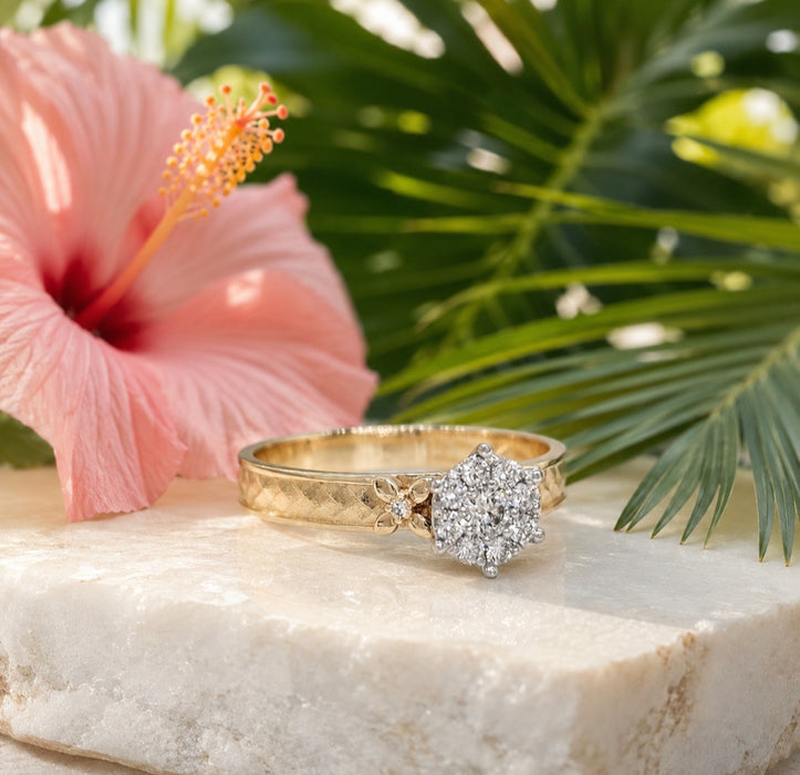 Weave and flower diamond engagement ring NC52268-2