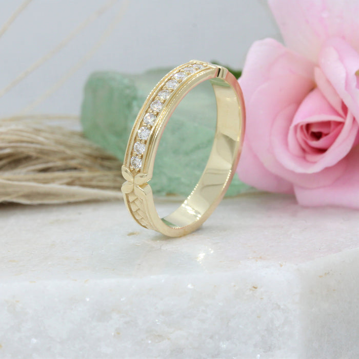 Weave and Flower diamond wedding ring NC52269