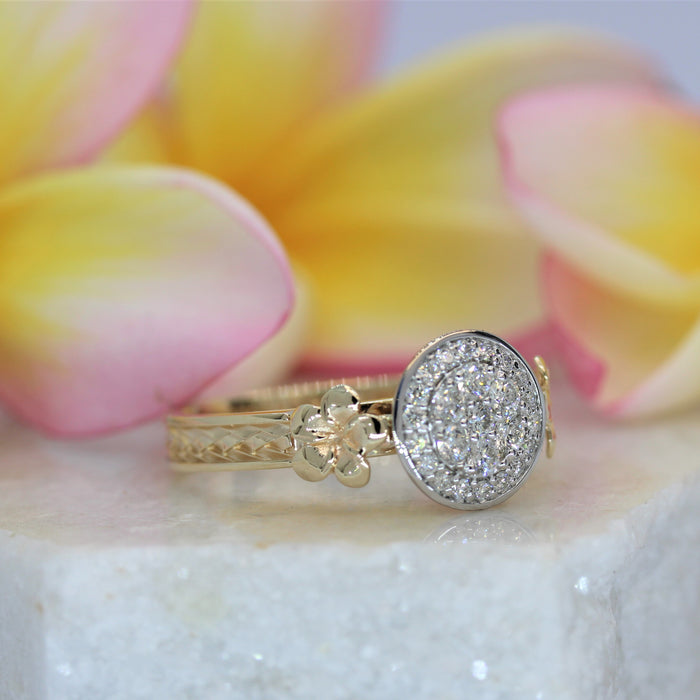 NC2310 Frangipani & Weave Diamond Engagement Ring