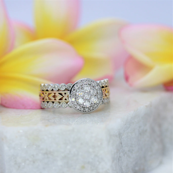 NC2125-1 Diamond double spear and flower Ring