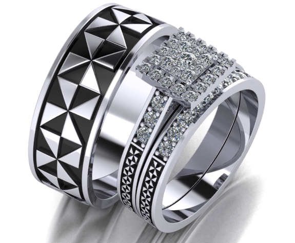 NC054ABC - Diamond Tongan Manulua 3 piece Bridal Set